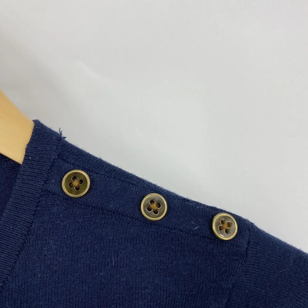 J McLaughlin Sweater Size Small Womens Navy Gray Yellow Knit Striped Color Block - Picture 3 of 7